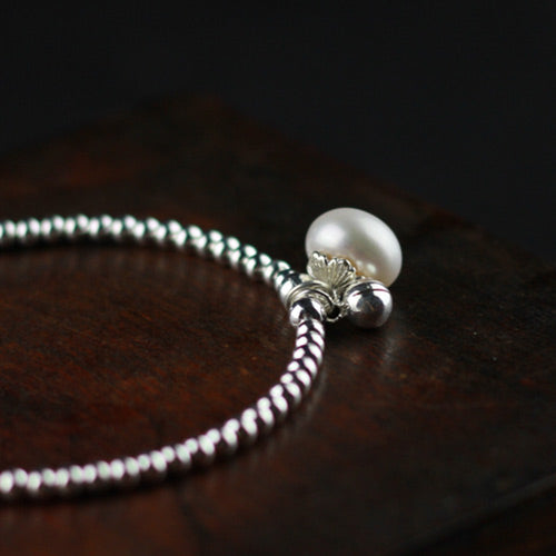 Freshwater Pearl Bead Bracelet in Sterling Silver June Birthstone Jewelry Gifts for Women