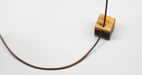 Wood Resin Pendant Necklace Handmade Unique Jewelry For Women Men