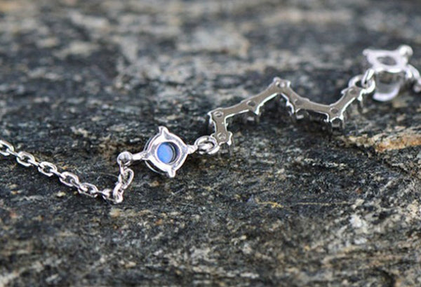 Moonstone Big Dipper Bracelet in White Gold Plated Silver June Birthstone Jewelry Women