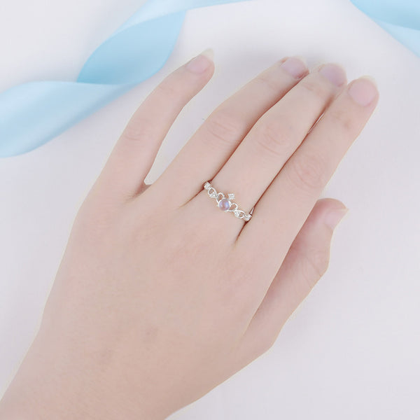 Moonstone Ring in White Gold Plated Silver Couple Jewelry Engage Ring Women Men
