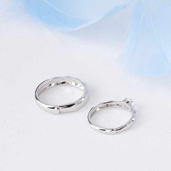Moonstone Ring in White Gold Plated Silver Couple Jewelry Engage Ring Women Men