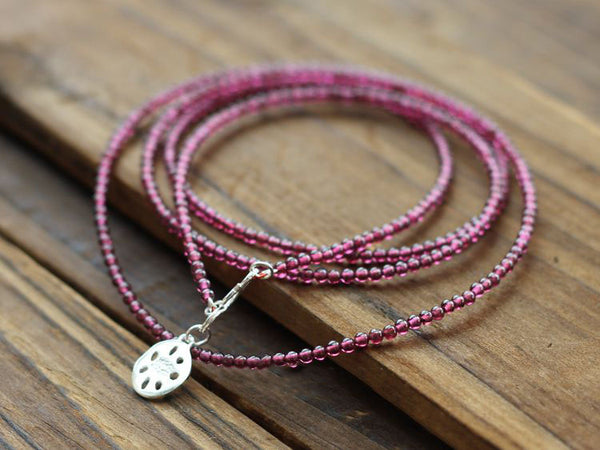 Rosantica Garnet Silver Beaded Bracelet Handmade January Birthstone Jewelry Women