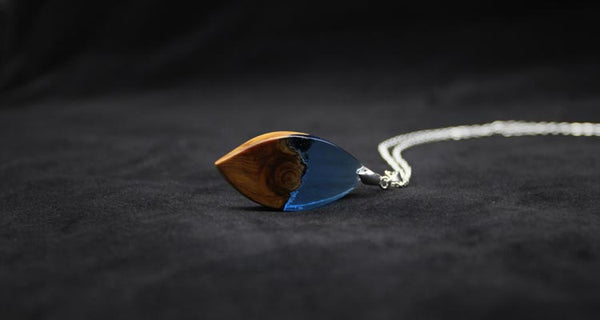 Wood and Resin Pendant Necklace Handmade Unique Jewelry For Women Men
