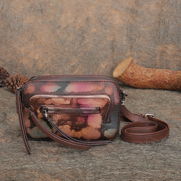 Vintage Women's Leather Crossbody Sling Bag Purse for Ladies