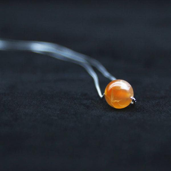 Agate Bead Pendant Necklace Sterling Silver handmade Jewelry Accessories Women