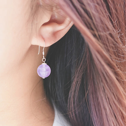 Amethyst Bead Drop Earrings Handmade Jewelry Accessories Women wear