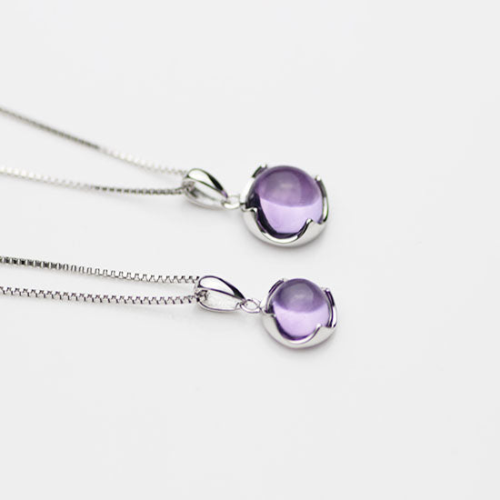 Amethyst Pendant Necklace in Silver Gemstone Jewelry Accessories Women