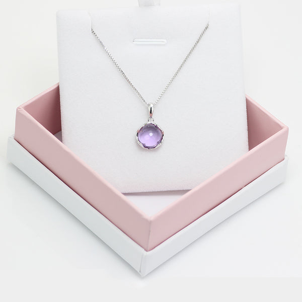 Amethyst Pendant Necklace Gold Silver Gemstone Jewelry Accessories Women beautiful