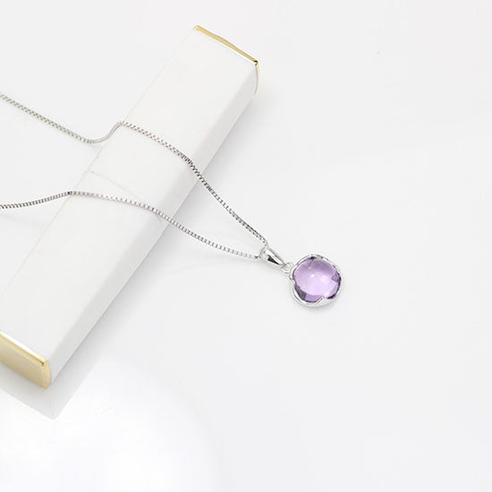 Amethyst Pendant Necklace Gold Silver Gemstone Jewelry Accessories Women charming