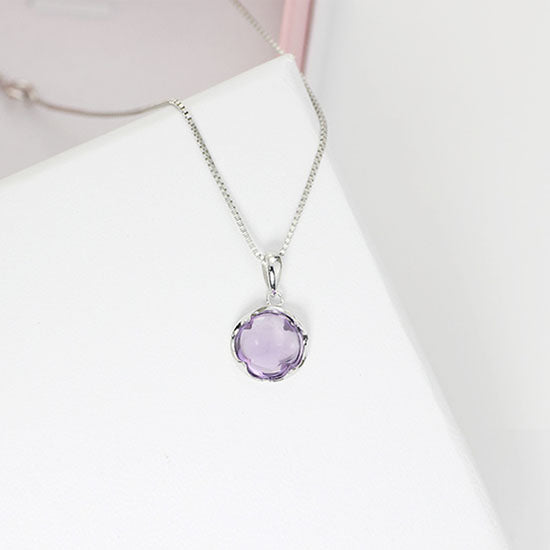 Amethyst Pendant Necklace Gold Silver Gemstone Jewelry Accessories Women cute
