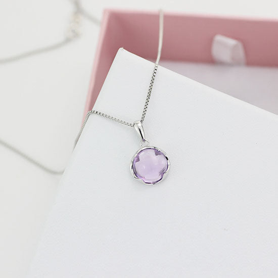 Amethyst Pendant Necklace Gold Silver Gemstone Jewelry Accessories Women girls