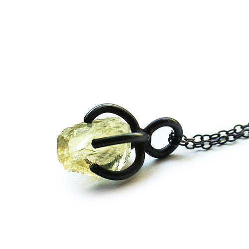 Citrine Pendant Necklace Vintage Silver Handmade Unique Jewelry Women yellow