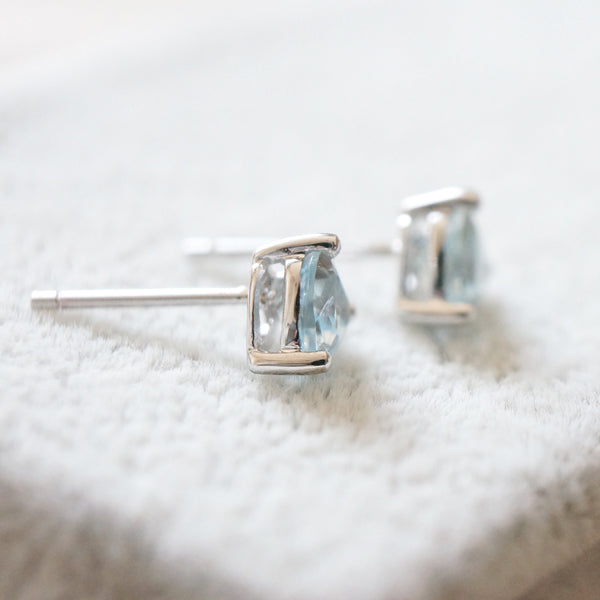 Aquamarine Earrings March Birthstone 18K White Gold