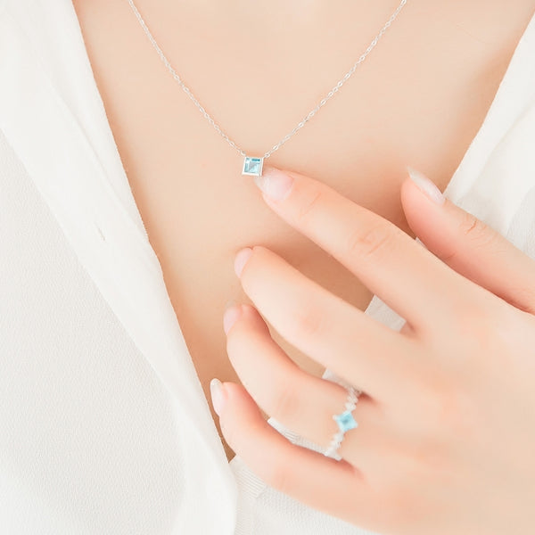 Aquamarine Necklace March Birthstone Models wearing figure