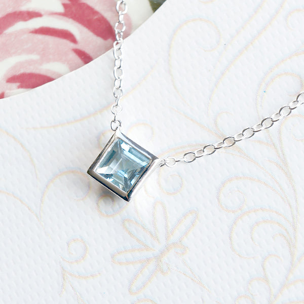 Aquamarine Necklace March Birthstone Sterling Silver