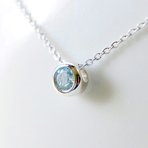 Aquamarine Garnet Diopside Pendant Necklace in 18K White Gold Plated Sterling Silver For Women