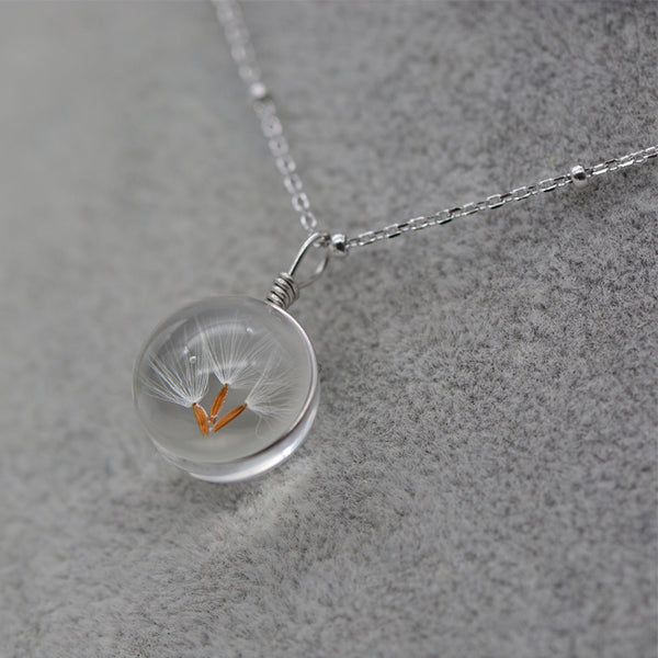 Artificial Crystal Glass Herbage Pendant Necklace Silver Unique Handmade Jewelry Women beautiful