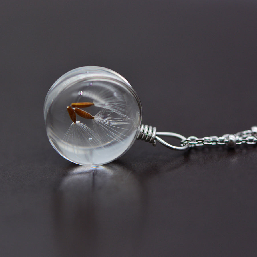 Artificial Crystal Glass Herbage Pendant Necklace Silver Unique Handmade Jewelry Women beautiful