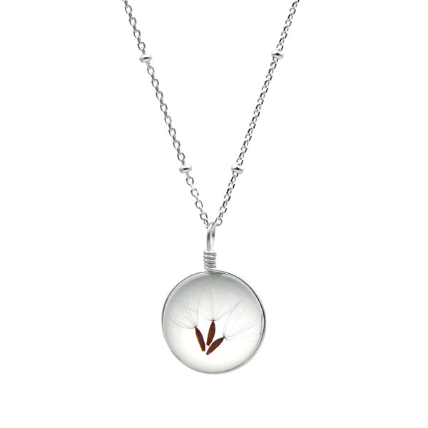 Artificial Crystal Glass Herbage Pendant Necklace Silver Unique Handmade Jewelry Women