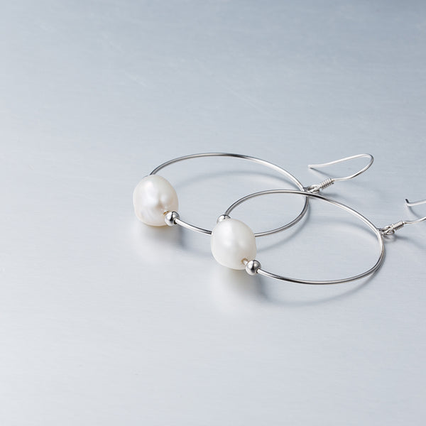 Baroque Pearl Drop Earrings Silver Jewelry Accessories Gifts Women chic