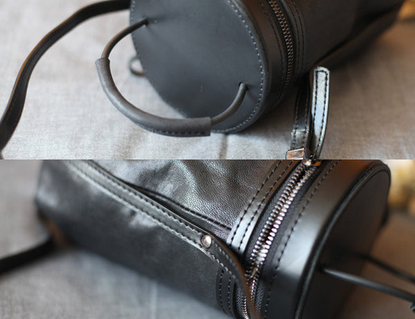 Black Leather Bucket Bag Womens Handbags Crossbody Bags for Women chic