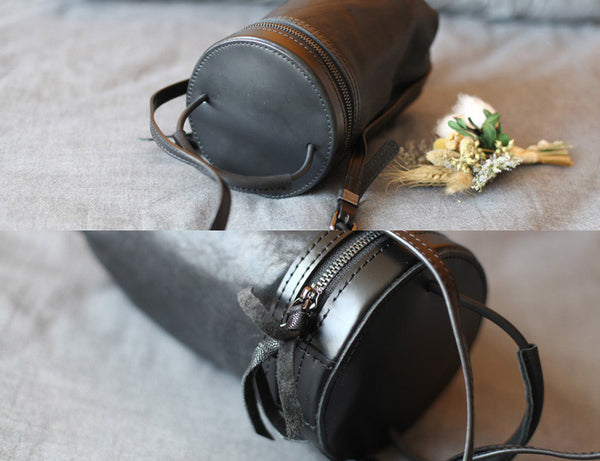 Black Leather Bucket Bag Womens Handbags Crossbody Bags for Women fashion