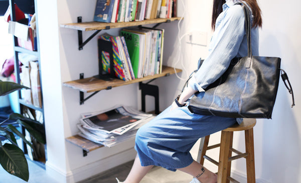 Black Leather Womens Tote Bag Handbags Shoulder Bag for Women Details