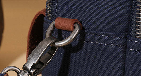 Blue Canvas Leather Handbag Small Rucksack Backpack Purse for Women Stylish