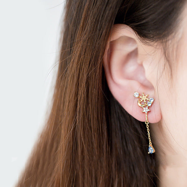 Blue Clip On Earrings Silver Plated Gold Stud Earrings for Women cute