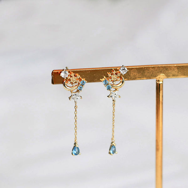 Blue Clip On Earrings Silver Plated Gold Stud Earrings