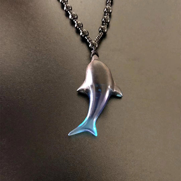 Blue Epoxy Resin Wood Pendant Necklace