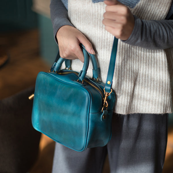 Small Cube Bag Leather Handbags for Ladies Crossbody Purse for Women