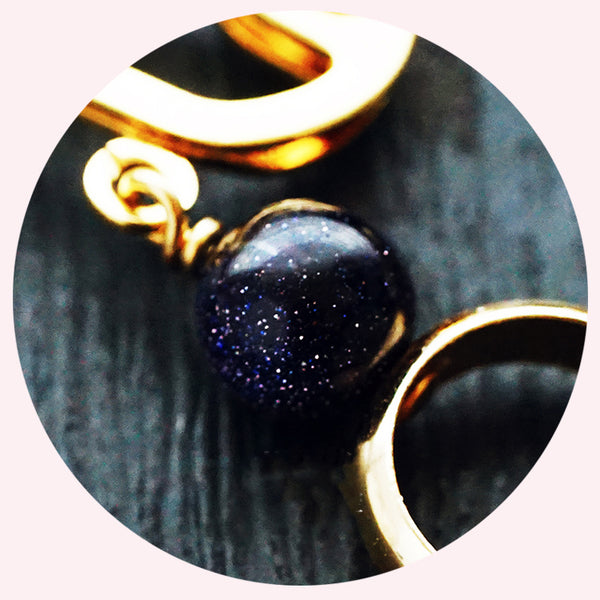 Blue Sandstone Stud Clip Earrings Gold Unique Handmade Jewelry Women fashionable