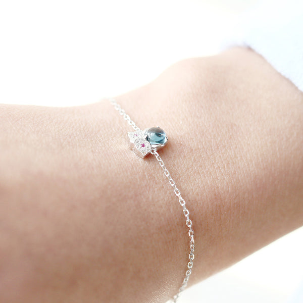Blue Topaz Bracelet Gold Sterling Silver Jewelry Accessories Women cute