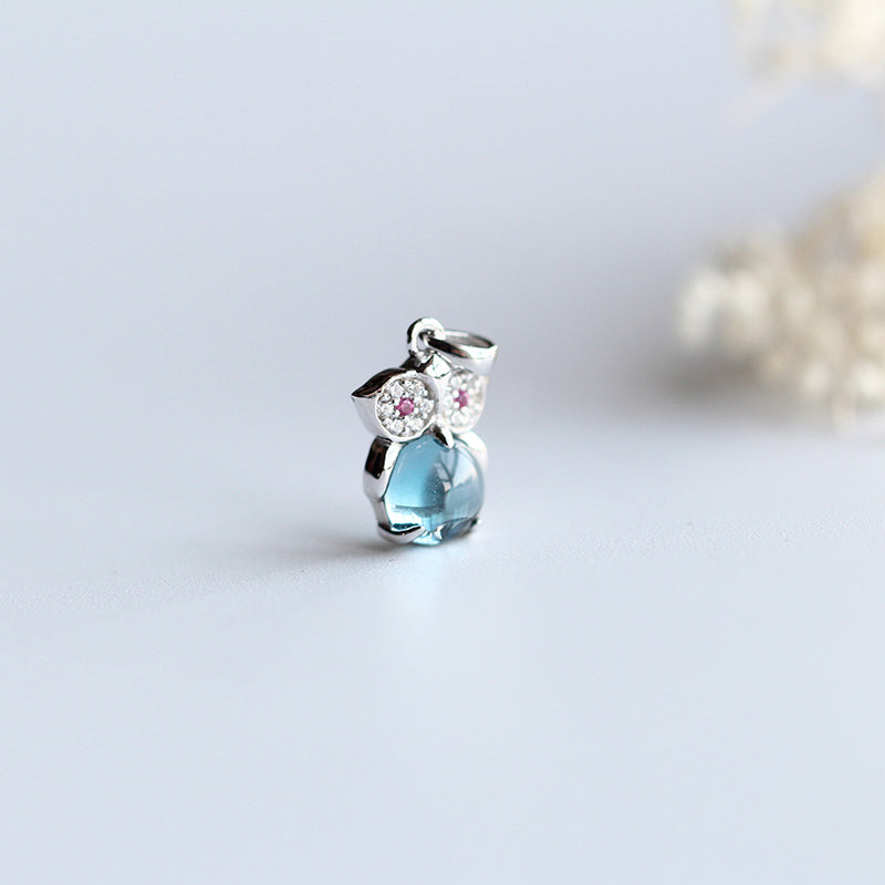 Blue Topaz Pendant Necklace Silver Handmade June Birthstone Gemstone Jewelry Women