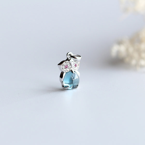 Blue Topaz Pendant Necklace Silver Handmade June Birthstone Gemstone Jewelry Women