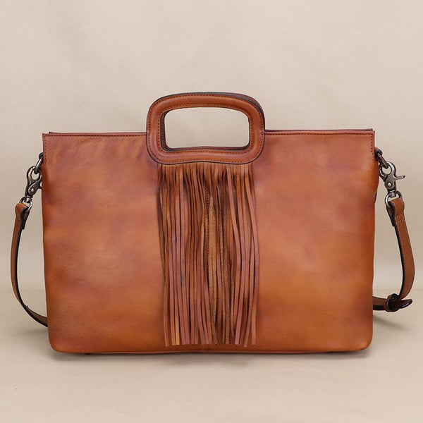 Womens Western Leather Handbags With Fringe Leather Crossbody Purse