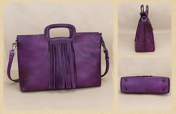Boho Black Leather Fringe Handbags Leather Shoulder Bag For Women