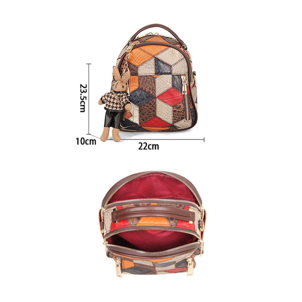 Boho Ladies Leather Small Backpack Purses Leather Rucksack For Women Capacity