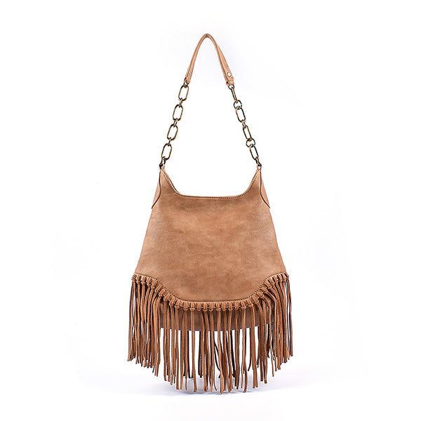 Boho Ladies Western Vegan Leather Purses With Suede Leather Fringe Shoulder Handbags for Women Best