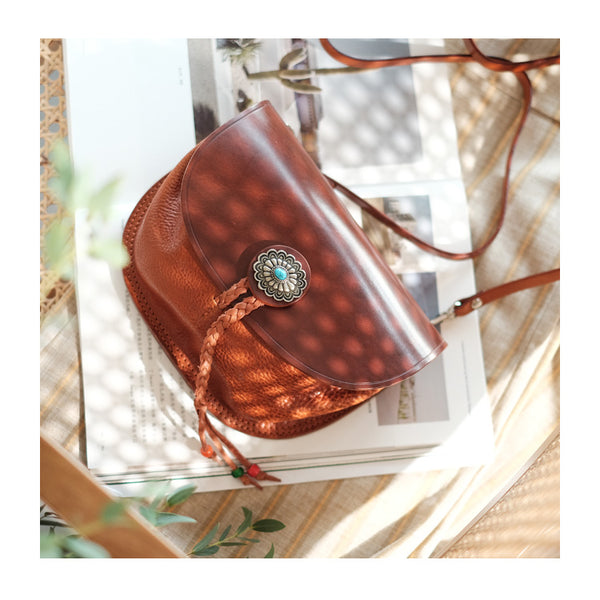 Boho Women's Brown Leather Crossbody Saddle Bag Satchel Bag For Women Best