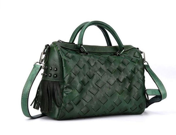 Womens Western Woven Leather Crossbody Purse Leather Handbags For Women