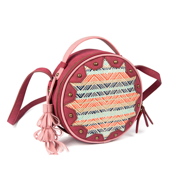 Boho Women's PU Leather Circle Bag Cross Shoulder Bag For Women