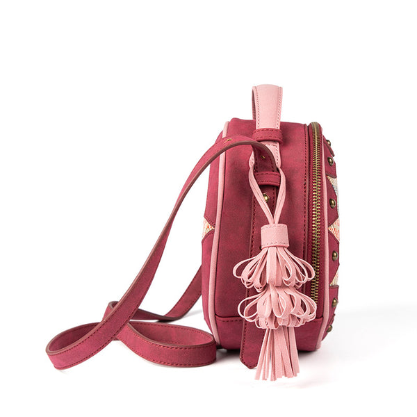 Boho Women's PU Leather Circle Bag Crossbody Sling Bag Purse For Ladies Best