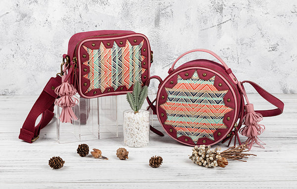 Boho Women's PU Leather Circle Bag Crossbody Sling Bag Purse For Ladies Durable