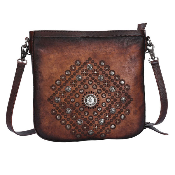 Boho Women's Rivets Leather Crossbody Satchel Purse