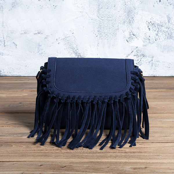 Boho Women's Vegan Leather Fringe Crossbody Sling Bag Purse Satchel Bag For Women Cute