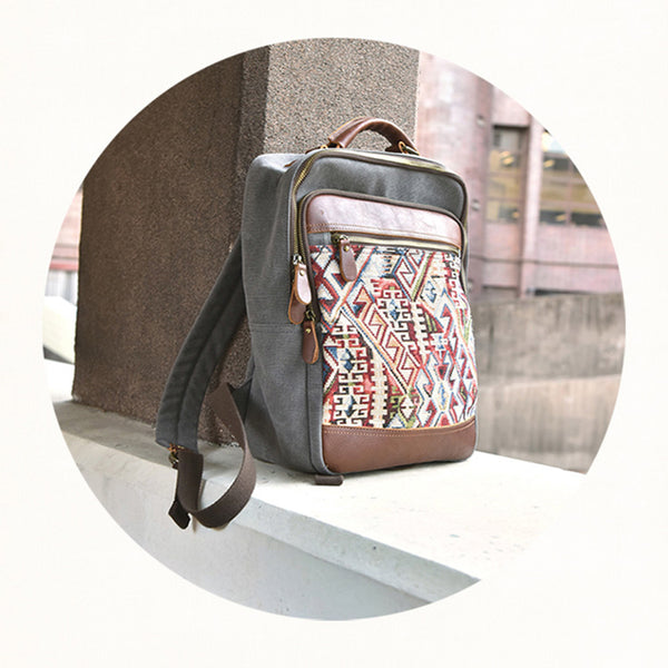 Medium Canvas Rucksack Trendy Zip Backpack Purse Laptop Backpacks for Women Cool