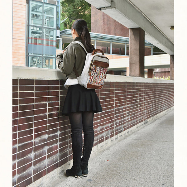 Medium Canvas Rucksack Trendy Zip Backpack Purse Laptop Backpacks for Women Trendy