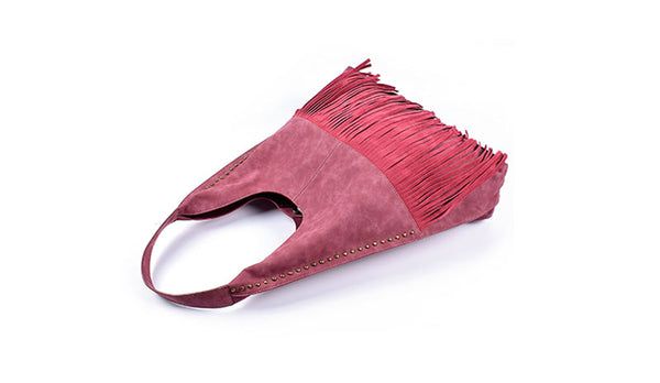 Boho Womens Fringe PU Leather Handbags Shoulder Purse  for Women Cool